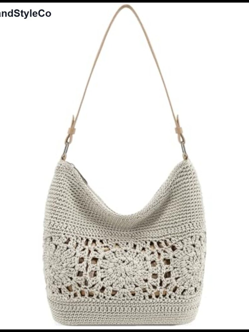 Hand-Crochet Hobo Purse Woven Shoulder Bag Tote Zipper Boho